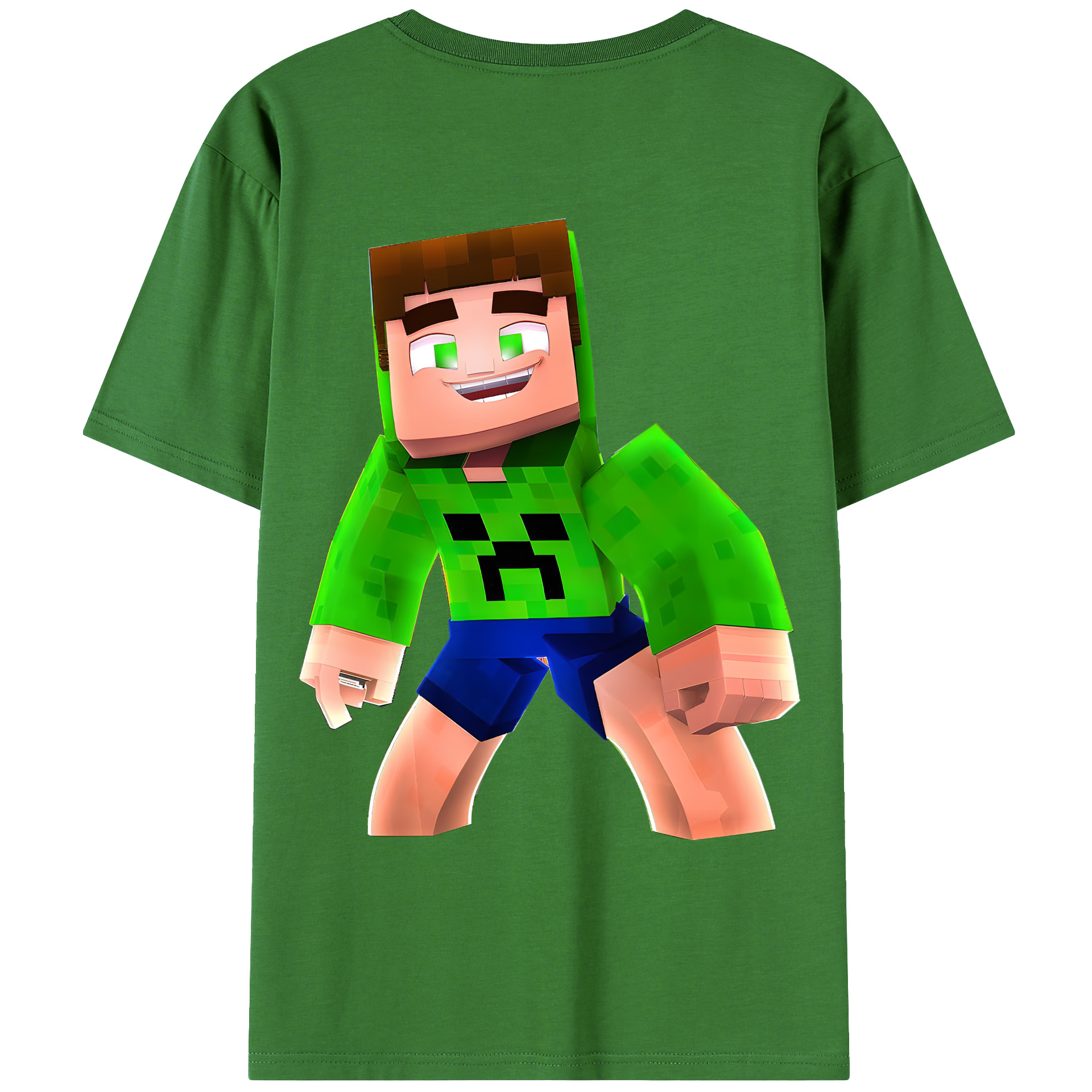 （画像用） マインクラフト ブロックの世界 Minecraft MC Block world レディース半袖Tシャツ(バックプリント)